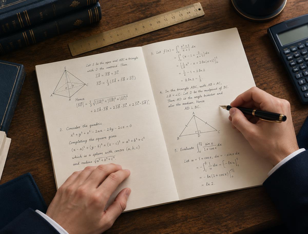 A student working through advanced mathematics